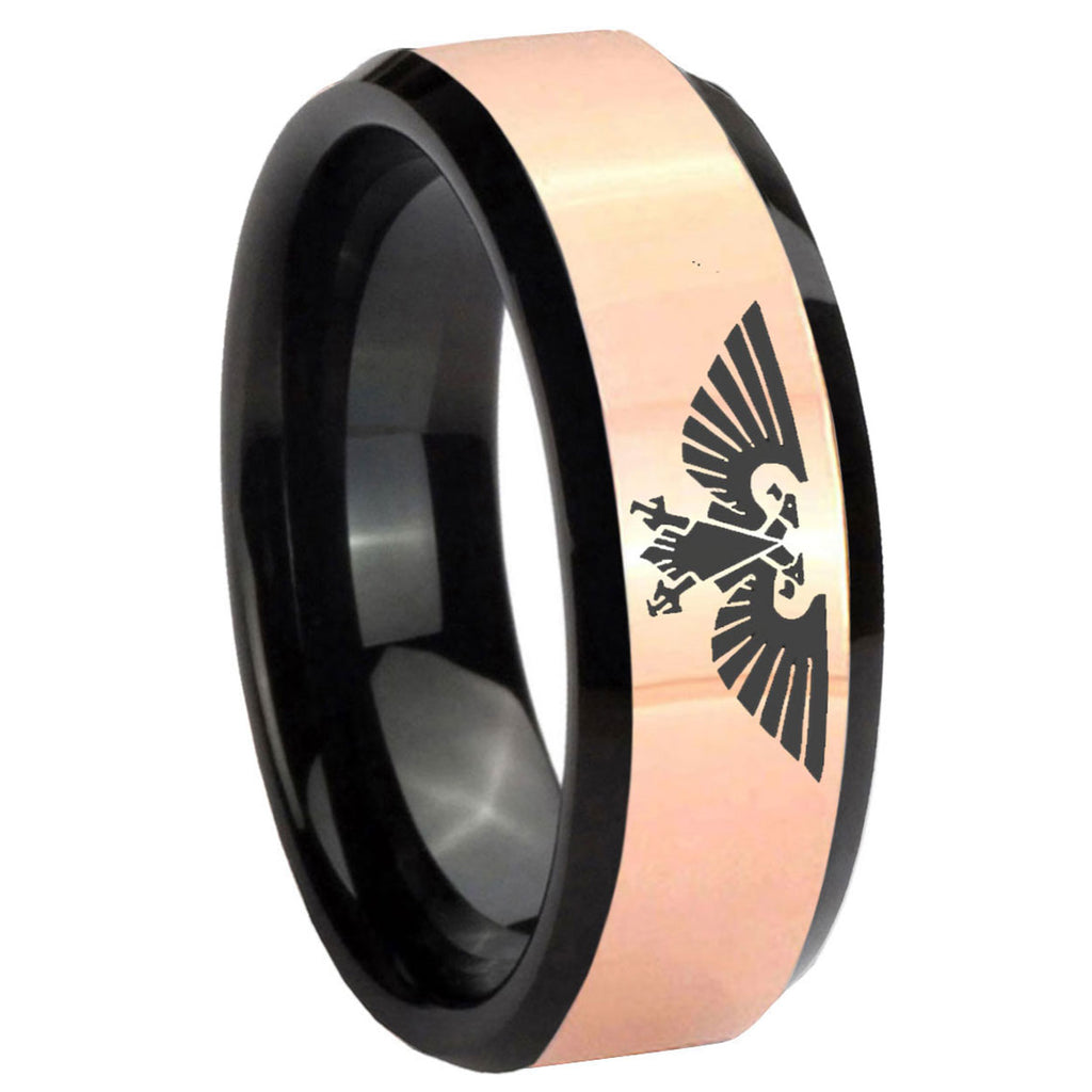 8MM Aquila Rose Gold Black Bevel Tungsten Men's Promise Ring