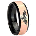 8MM Aquila Rose Gold Black Bevel Tungsten Men's Promise Ring