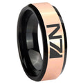 8MM N7 Design Rose Gold And Black Bevel Tungsten Wedding Ring