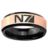 N7 Design Rose Gold And Black Beveled Edge Tungsten Carbide Wedding Ring