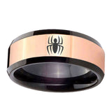 8mm-Spiderman-Beveled-Tungsten-Carbide-Rose-Gold-Black-Mens-Weddingt-Ring