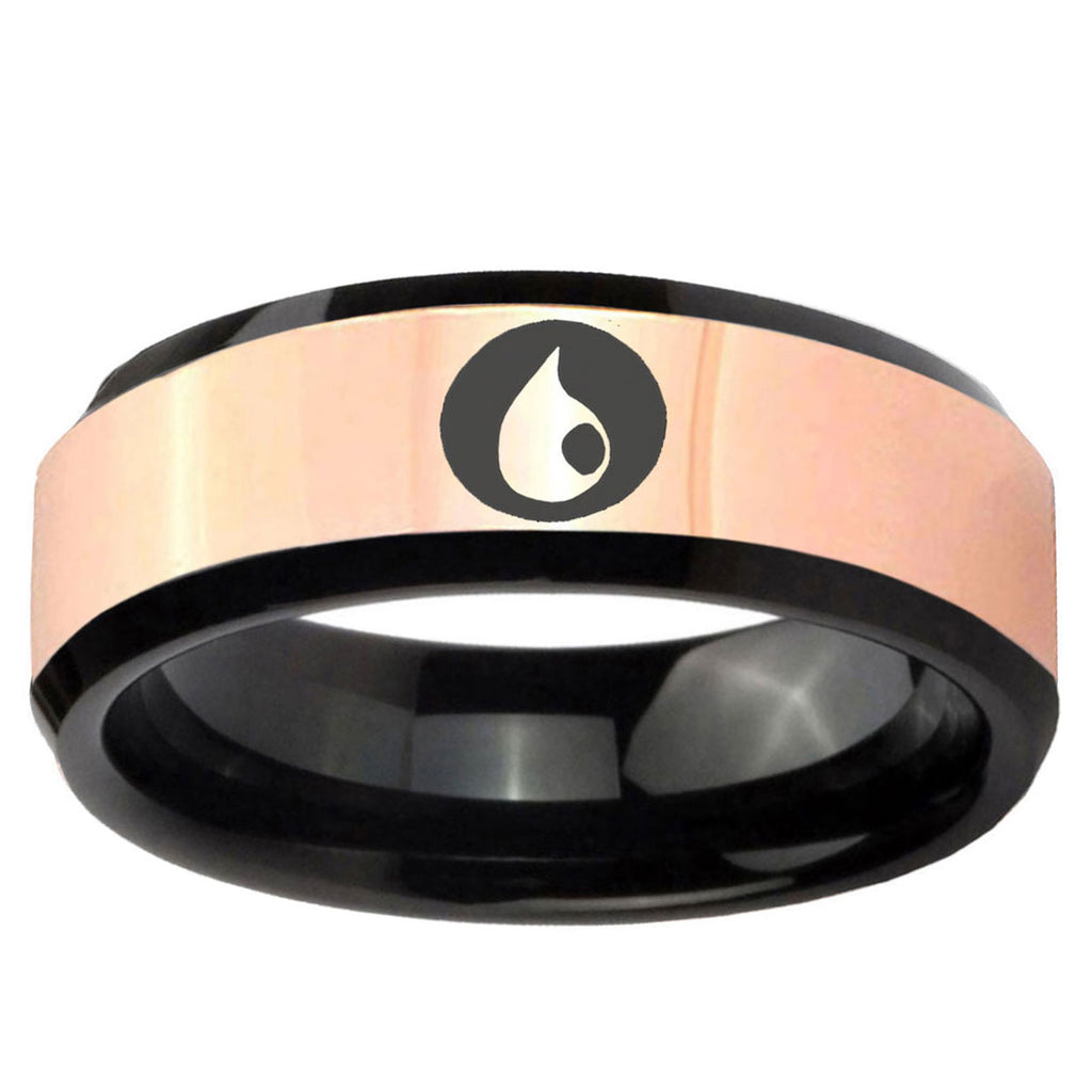 Magic Gathering Rose Gold Black Bevel Tungsten Men's Ring