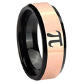 8MM Math Pi Rose Gold Black Bevel Tungsten Wedding Band