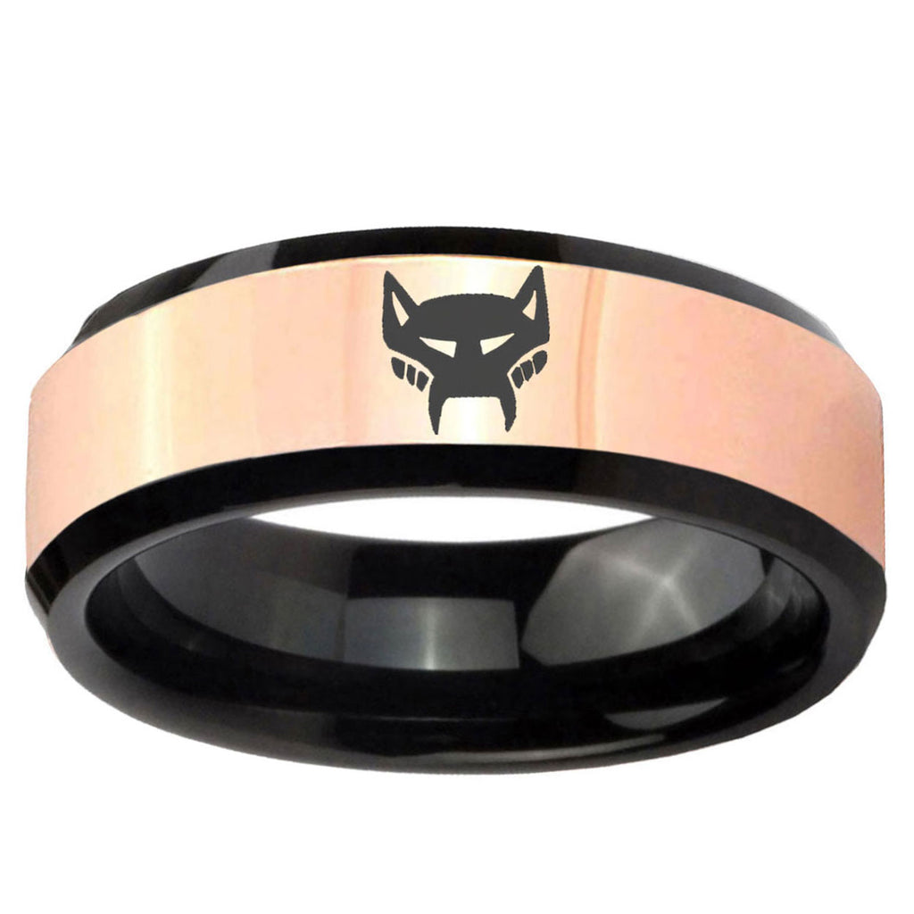 Maximal Rose Gold Black Bevel Tungsten Engagement Ring