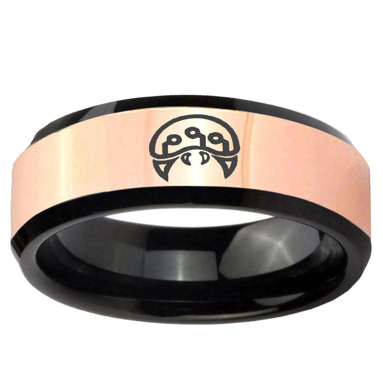 Metroid Rose Gold Black Bevel Tungsten Engagement Ring