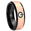 8MM Power Rose Gold And Black Bevel Tungsten Ring Engraved