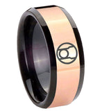 8mm Red Lantern Beveled Edge Black Rose Gold Tungsten Male Wedding Rings