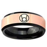 Red Lantern Rose Gold And Black Beveled Edge Tungsten Men's Band