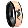 8MM Otter Rose Gold And Black Bevel Tungsten Men's Wedding Ring