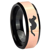 8mm Otter Rose Gold And Black Beveled Edge Tungsten Carbide Men's Wedding Ring