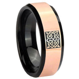 8mm Celtic Design Rose Gold And Black Beveled Edge Tungsten Carbide Personalized Ring