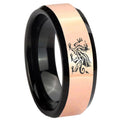 8MM Dragon Rose Gold And Black Bevel Tungsten Ring for Men