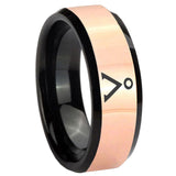 8mm Stargate Rose Gold And Black Beveled Edge Tungsten Carbide Wedding Bands Ring