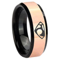 8MM House of Van Rose Gold Black Bevel Tungsten Wedding Ring