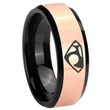 8mm House of Van Rose Gold And Black Beveled Edge Tungsten Wedding Engagement Ring