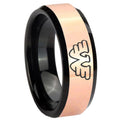 8MM Waylon Jennings Rose Gold Black Bevel Tungsten Wedding Ring
