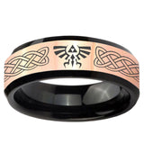 Celtic Zelda Rose Gold And Black Beveled Edge Tungsten Carbide Men's Engagement Band