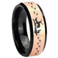 8MM Deer Hunting Rose Gold And Black Bevel Tungsten Custom Ring