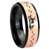 8mm Deer Hunting Rose Gold And Black Beveled Edge Tungsten Custom Rings