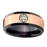 8mm White Lantern Beveled Edge Black Rose Gold Engraving Rings