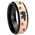 8MM Bear Paw Rose Gold Black Bevel Tungsten Ring for Men