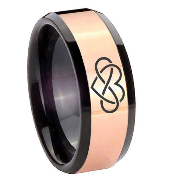 8mm-Infinity-Love-Beveled-Tungsten-Carbide-Rose-Gold-Black-Mens-Weddingt-Ring