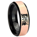 8MM Zelda Link Rose Gold Black Bevel Tungsten Custom Ring