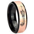 8MM Geekery Oathkeeper Kingdom Hearts Rose Gold Black Bevel Tungsten Custom Ring
