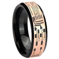 8MM Circuit Board Rose Gold Black Bevel Tungsten Custom Ring
