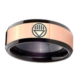 8mm Black Lantern Beveled Edge Black Rose Gold Wedding Band For Man