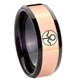 8mm Gray Lantern Beveled Edge Black Rose Gold Tungsten Male Wedding Rings