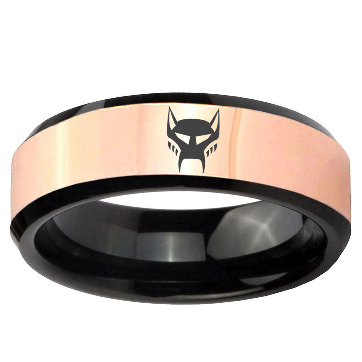 Transformers Maximal Rose Gold Black Bevel Tungsten Custom Ring
