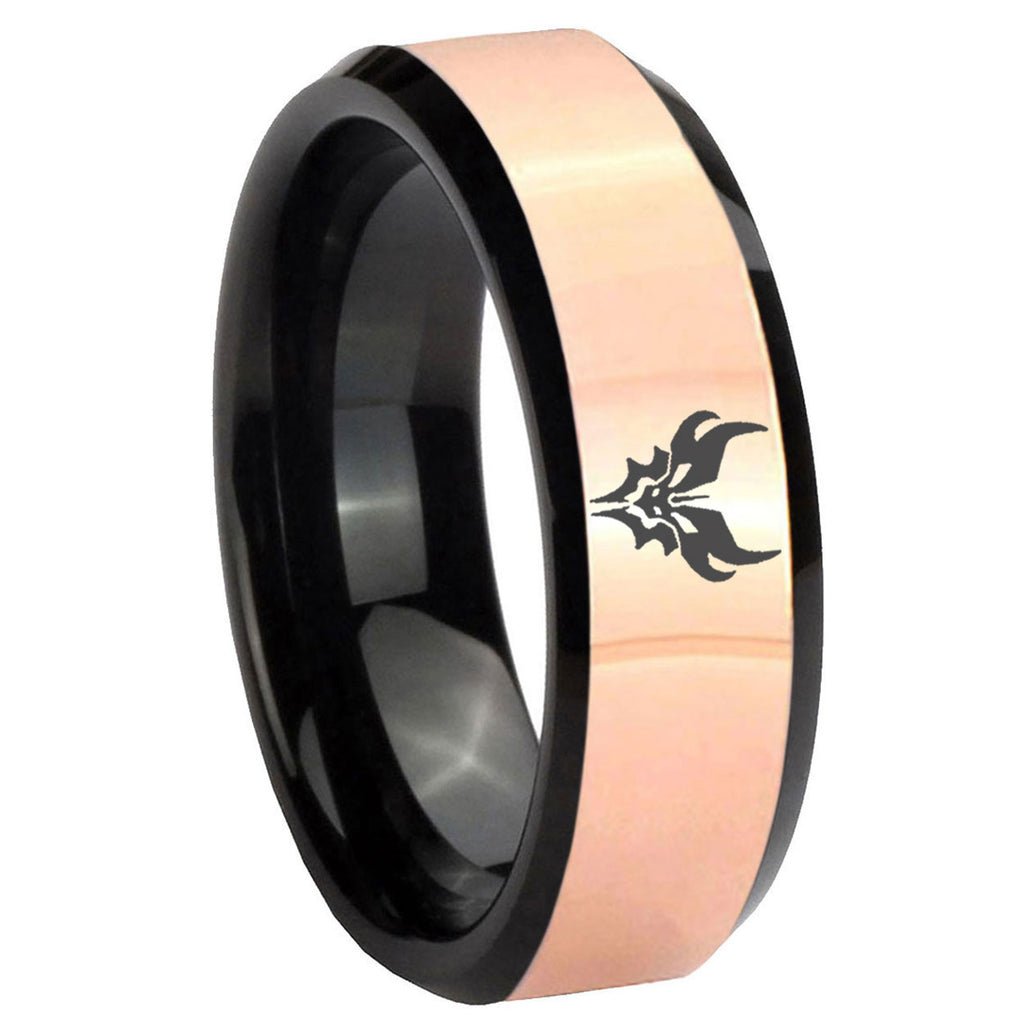 8MM Transformers Shatterback Rose Gold Black Bevel Tungsten Custom Ring