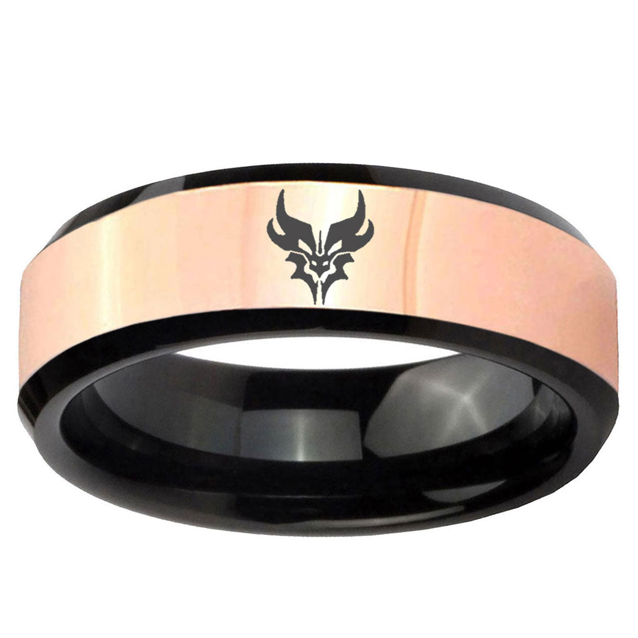 Transformers Shatterback Rose Gold Black Bevel Tungsten Custom Ring