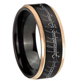 8mm Lord Of The Rings Step Edge Black Rose Gold Wedding Bands For Guys
