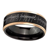 6, 8mm Lord Of The Rings Step Edge Black Rose Gold Wedding Bands For Guys