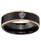 6mm CTR Rose Gold Step Edge Black Tungsten Carbide Men's Promise Ring