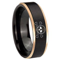 8mm Skull Rose Gold Step Edge Black Tungsten Men Bands