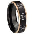8mm Atheist Design Rose Gold Step Edge Black Tungsten Ring