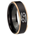 8mm Cancer Horoscope Rose Gold Step Edge Black Tungsten Ring