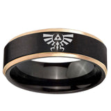 6mm Zelda Skyward Sword Rose Gold Step Edge Black Tungsten Anniversary Ring