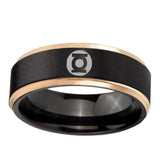 6, 8mm Green Lantern Step Edge Black Rose Gold Custom Engraved Wedding Bands