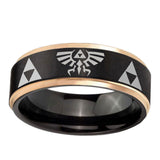 8mm-Legend-Triforce-Zelda-Black-Rose-Gold-Step-Edges-Tungsten-Carbide-Mens-Wedding-Ring