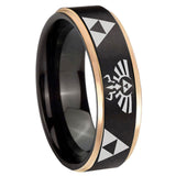 8mm Legend of Zelda Rose Gold Step Edge Black Tungsten Carbide Men's Ring
