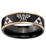 6mm Legend of Zelda Rose Gold Step Edge Black Tungsten Carbide Men's Ring