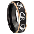 8mm Multiple CTR Rose Gold Step Edge Black Tungsten Ring