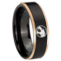 8mm Thundercat Rose Gold Step Edge Black Tungsten Men's Ring