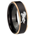8mm Horse Rose Gold Step Edge Black Tungsten Wedding Band