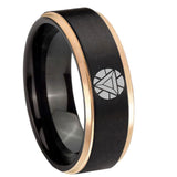 8mm Iron Man Art Reactor Step Edge Black Rose Gold Wedding Bands For Guys