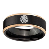 6, 8mm Iron Man Art Reactor Step Edge Black Rose Gold Wedding Bands For Guys